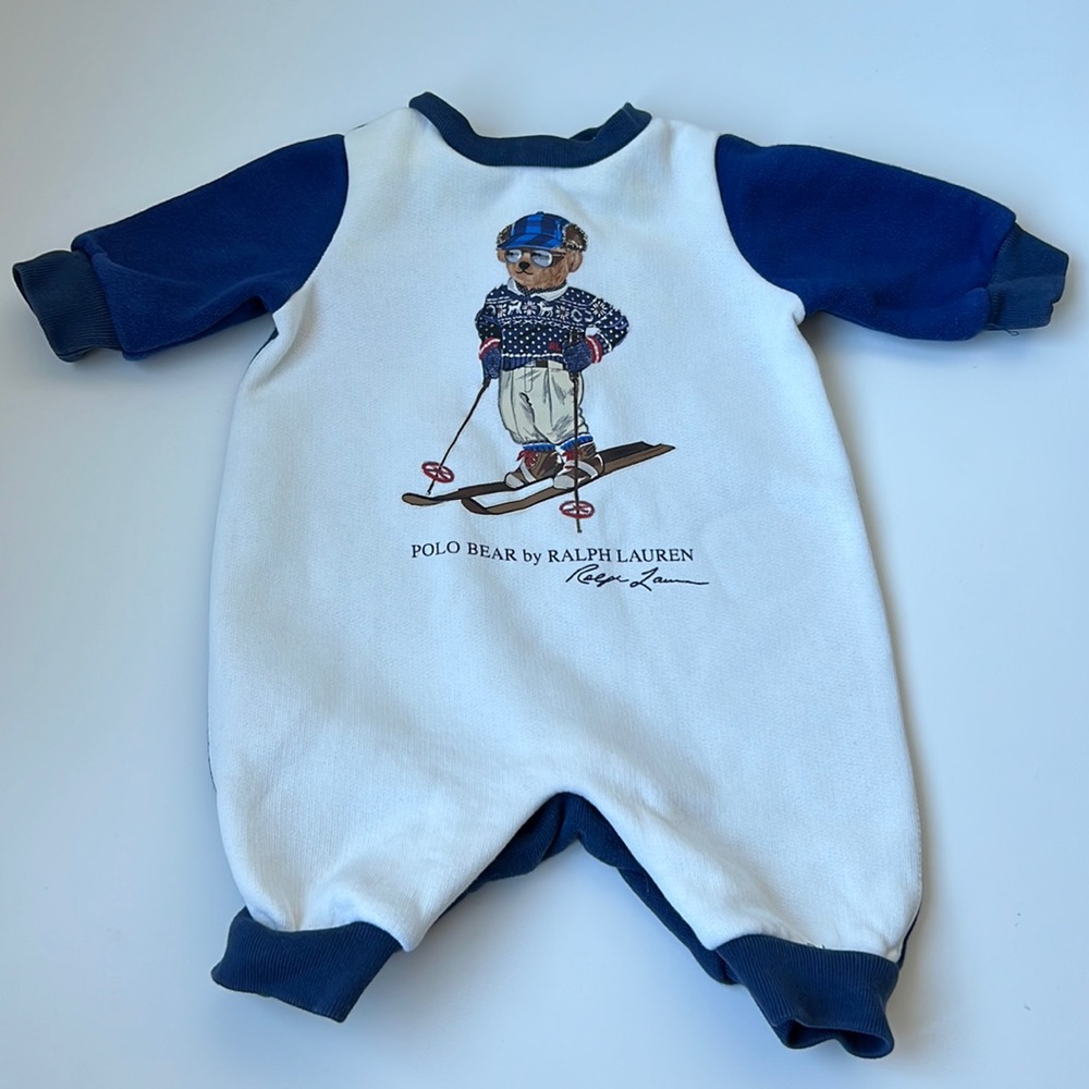 Polo by Ralph Lauren Blue and White Kids Bodysuit